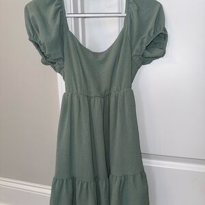 Altar’d State Sage Green Ruffle Tiered Mini Dress